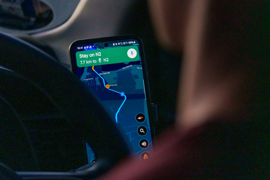 A smartphone showing a navigation map