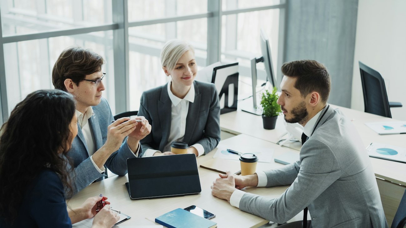Professional team meeting in an office